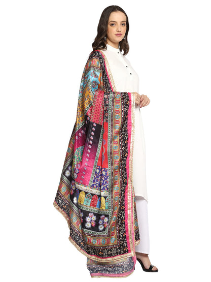 Weavers Villa WomenS Poly Silk Digital Graphic Printed Ethnic Dupatta, Chunni, 2.25 Mtrs