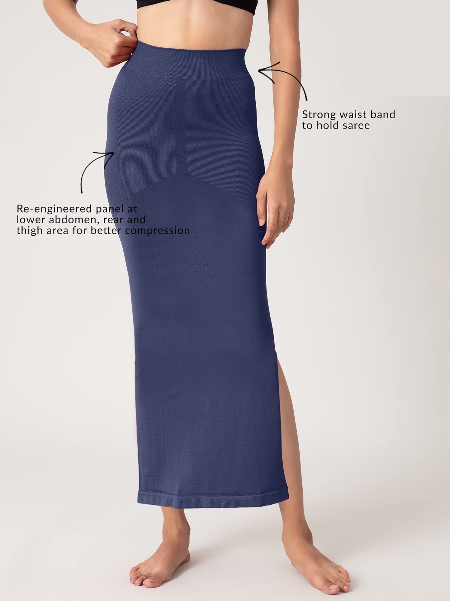 NYKD Seamless Spandex Saree Shapewear for Women PetticoatPeticote Saree Shapewear, NYSH01, Blue(Peacoat Navy)