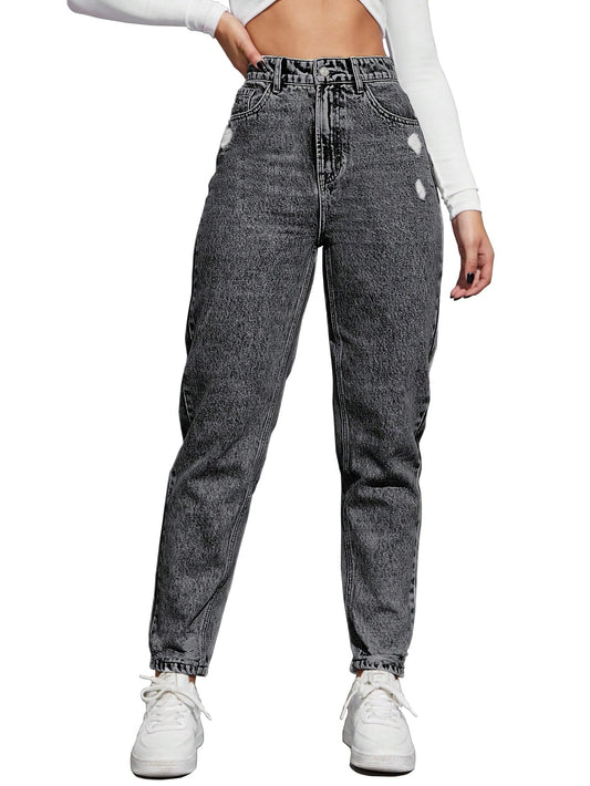 AVANOVA Black Womens High Rise Cotton Ankle Length Jeans for Women Jeans II Denim Cotton Jeans Pant for Women II Cotton Pant II