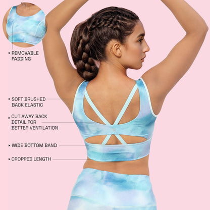 Enamor Womens Polyester Wire Free Casual Padded Sports Bra (A204_Galaxy Splatter PRT