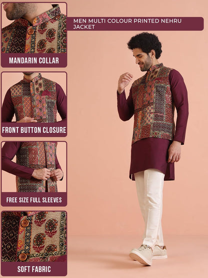 Kisah Nehru Jacket For Men  Printed Silk Blend Modi Jacket | Ethnic & Formal Waist Coat For Weddings, Parties & Office Wear