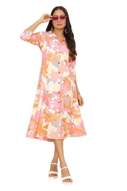 Kesudi Latest Floral Print A-Line Dress For Women Stylish Summer Printed Rayon Dress For Women Modern & Chic Design New 2025 Col