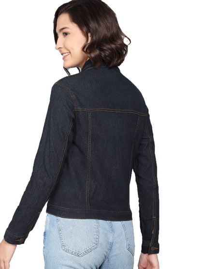 Kotty Blue Full Sleeve Solid Women Jacket (Blue,34)