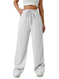 Sugathari Womens White Loose Wide-Leg Pants with Textured Wrinkled Fabric and Drawstring Waist Long Trousers (Trouser 157 White