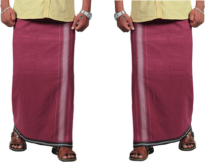 Prakasam Cotton Mens Kerala Thalapathi Border 2Way Pocket (Right &Left Side) Flexi Size (Adjustable) Colour Dhoti With 2 Side Po