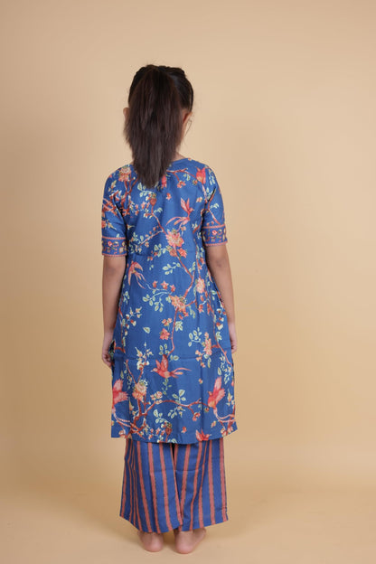 Tagas Girls Round Neck Kurti With Plazo Set | Traditional Girls Ethnic Wear|Ethnic Wear for girls| Floral printed kurti