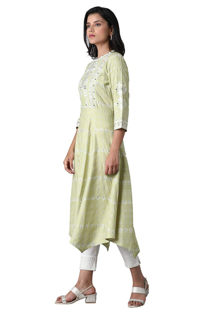 W for Woman Women's Viscose Asymmetric Flared Kurta