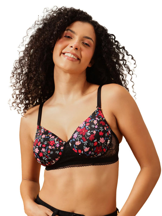 Clovia WomenS Animal Print Padded Non-Wired T-Shirt Bra In Black (Br1806P13_Black_34B)