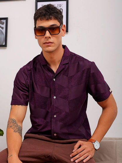 The Indian Garage Co Mens Slim Fit Shirt (1223-SHTKRS-05-01_Plum