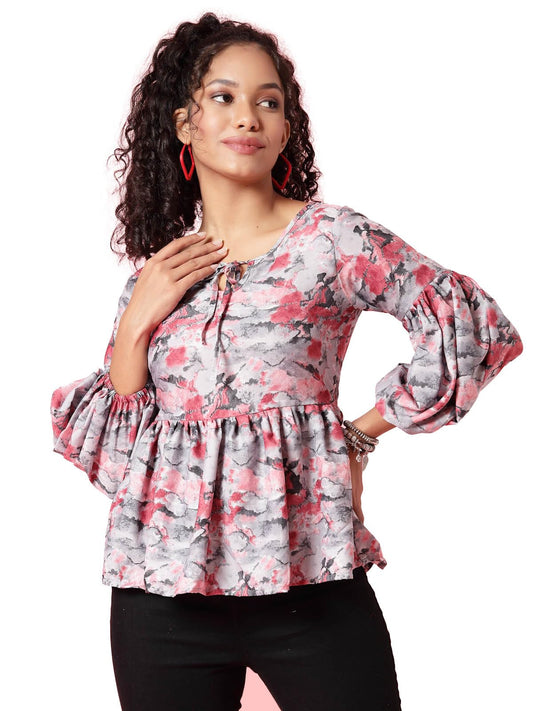 OOMPH! Peplum Tops for Women, Red - mt805