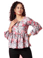 OOMPH! Peplum Tops for Women, Red - mt805