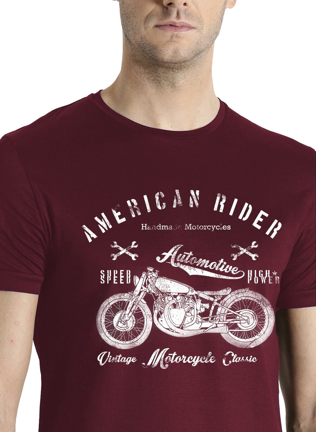 ADRO Men's Regular Fit T-Shirt (RNR-M-AME-BG-L_Maroon)