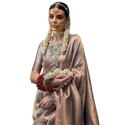 Madhuhansh Womens Kanjivaram Patola Silk Designer Saree With Unstitched Blouse Piece Perfect For Wedding And Festive Occasions L