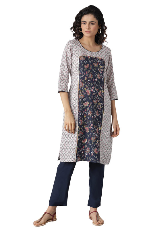 Aurelia Women's Polyester Floral Regular Kurta-Trousers