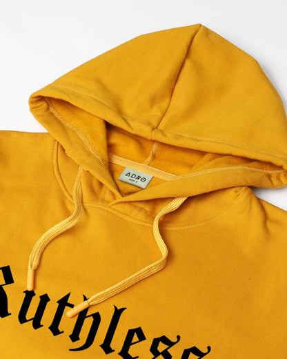 ADRO Men's Cotton Neck Hooded Sweatshirt (H24-RUTH-MU_Mustard