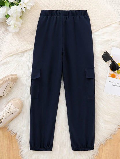 TAGAS Girls Regular Cargo Pant ||Relaxed Trouser Joggers for Girls ||(GC-40) Navy