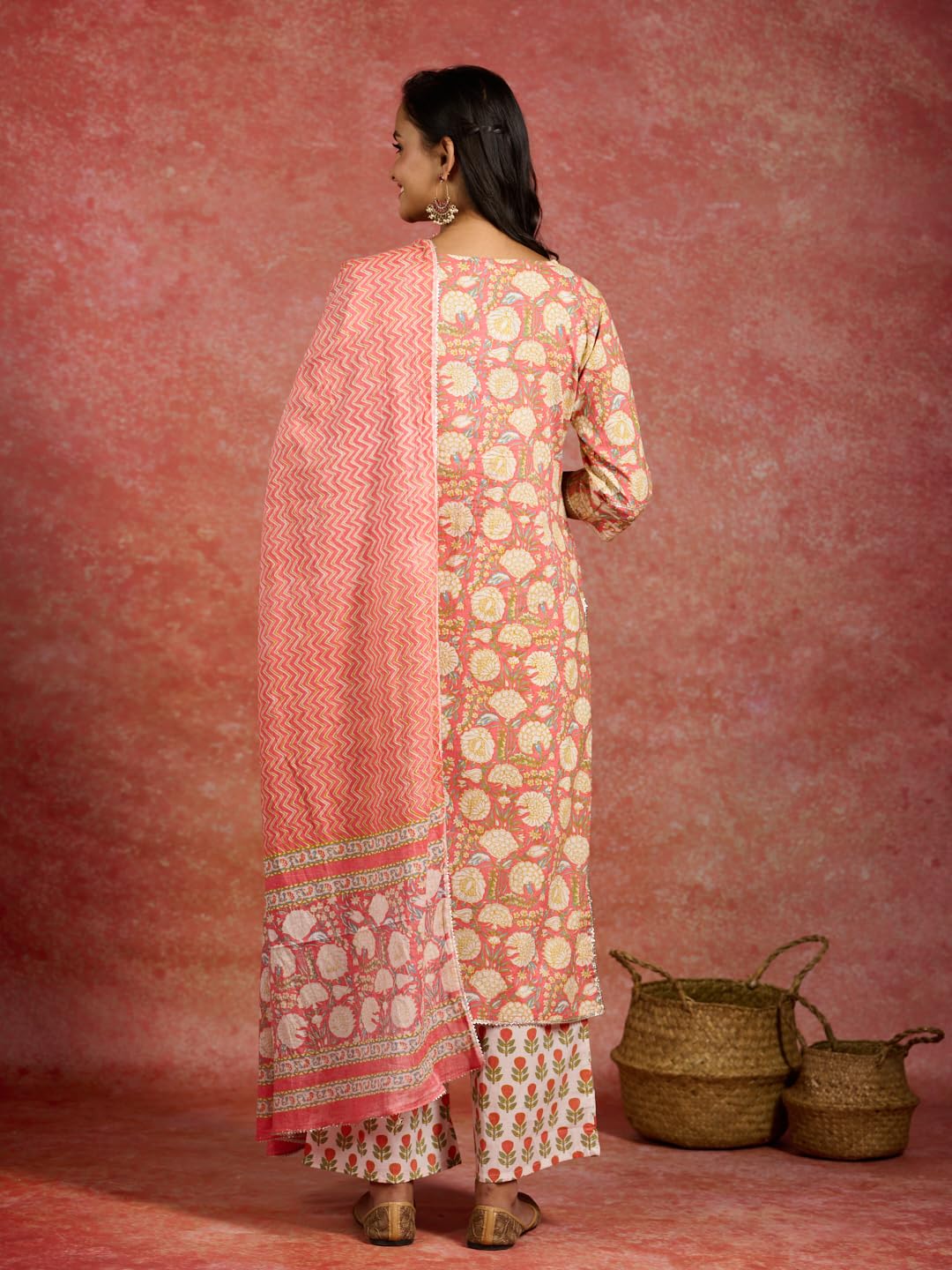 Libas WomenS Pure Cotton Kurta Sets (34797_Peach