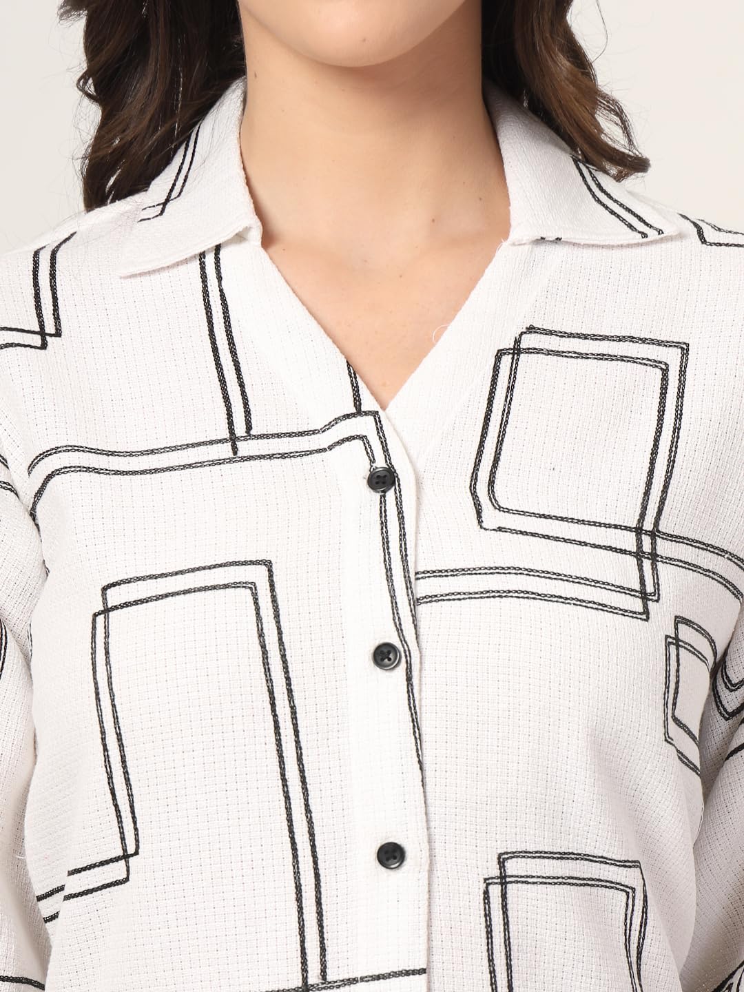 Style Quotient Women White and Black Oversize Shirt