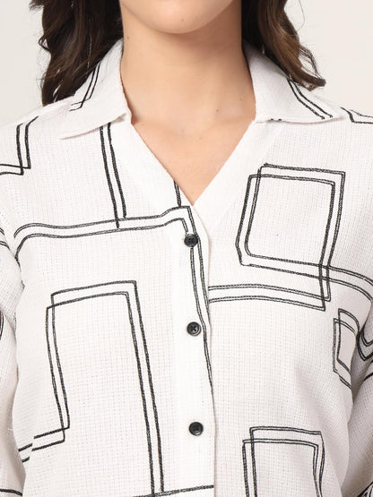 Style Quotient Women White and Black Oversize Shirt