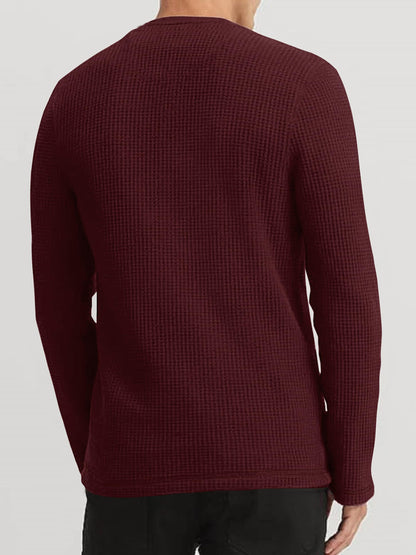Noble Monk MenS Round Neck T Shirt |Full Sleeves |Solid Pattern | Casual T-Shirt For Men Wine Red