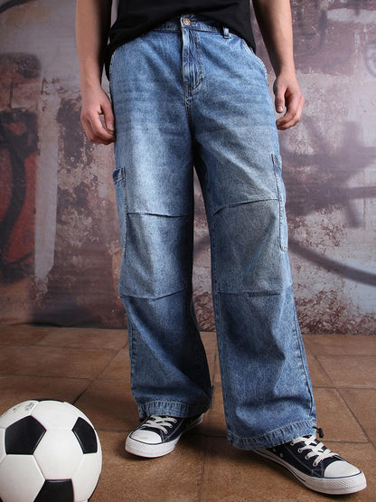 Hubberholme Men Cotton Washed Baggy Mid-Rise Jeans 10