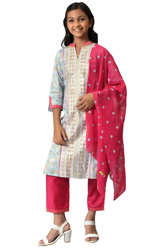 Aurelia Viscose Girl's Kurta-Straight Palazzo-Dupatta
