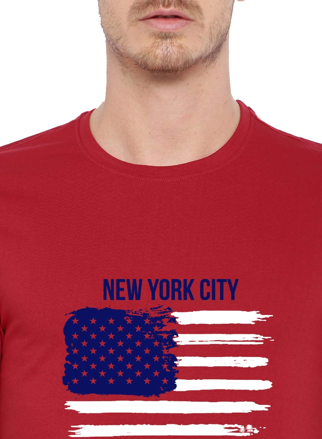 ADRO Men's USA American Flag Printed Cotton T-Shirts (RNR-M-NWW-RD_Red)