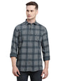 Turtle Men Grey Printed Full Sleeve Slim Fit 100% Viscose Casual Shirt