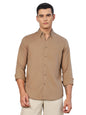 Thomas Scott Mens | Solid | Premium Irish Linen | Full Sleeve | Button Down Collar | Casual | Shirt for Men Brown