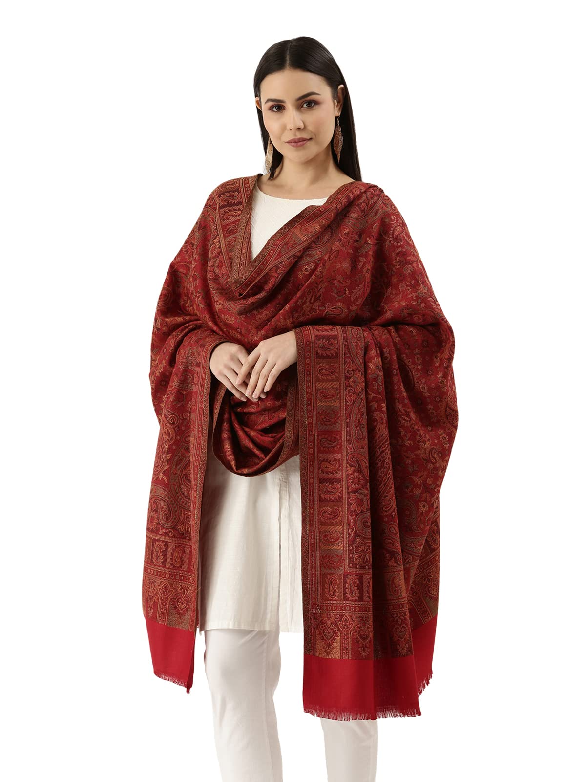 Pashmoda Women Dil-kash Kashmiri Royal Paisley Design Jamawar Shawl (Size: 101 X 203 Cms)