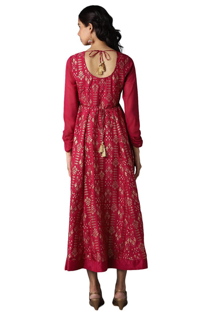 Aurelia Pink Foil Pattern Kurta With Zari And Sequins