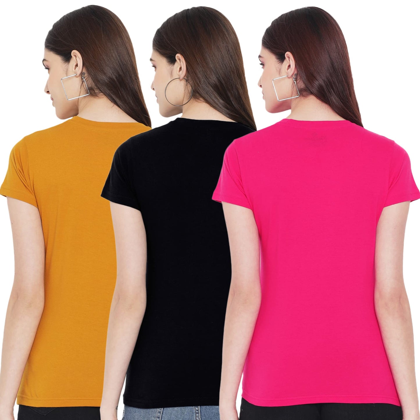 Preneum Womens Cotton Regular Fit Latest Graphic Stylish Printed Short Sleeves Casual T-Shirt || Trendy & Style (Pack 3), Yello