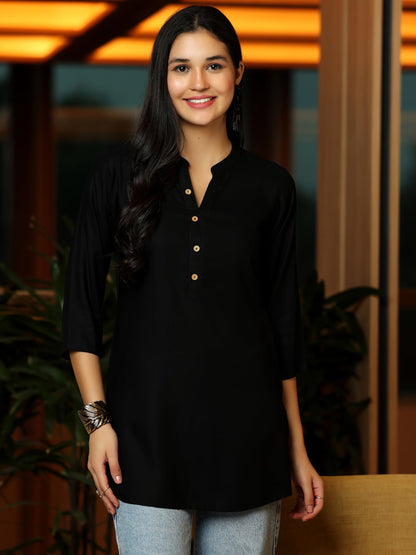 Libas WomenS Viscose Rayon Straight Kurtis (29288I_Black