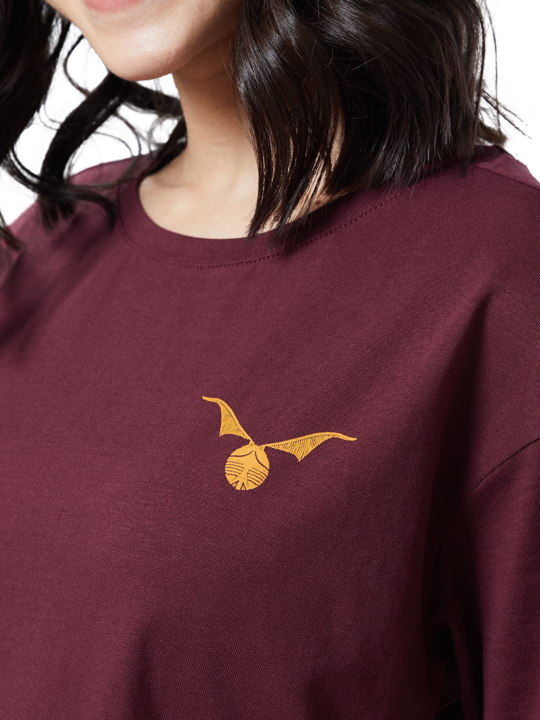 The Souled Store Women Official Harry Potter: Beautiful Burgundy Printed Oversized T-Shirts Oversized T Shirts for Women Baggy B