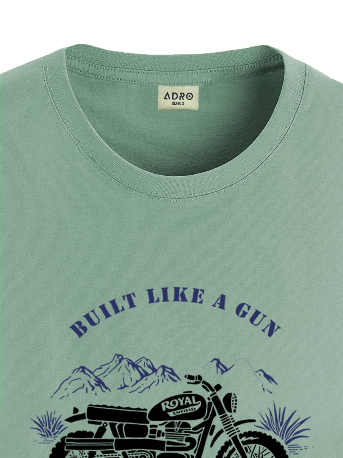 ADRO Men's Royal Bike Design Printed 100% Cotton T-Shirt - Regular Fit, Printed T-Shirts for Men (RN24-RYL-PT_Pista)