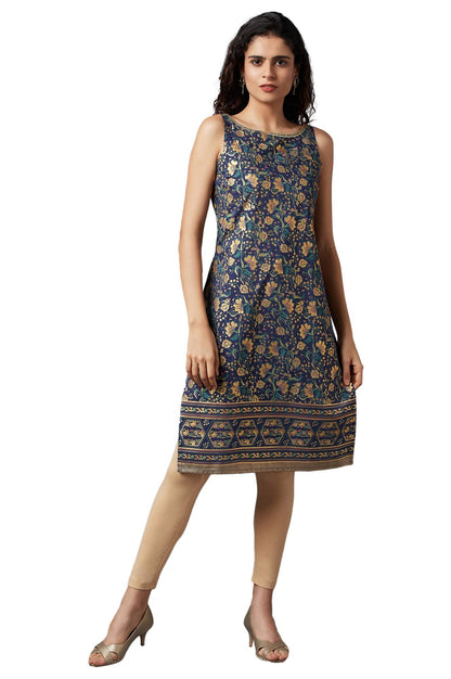 Aurelia Blue Sequin Foil Regular Kurta