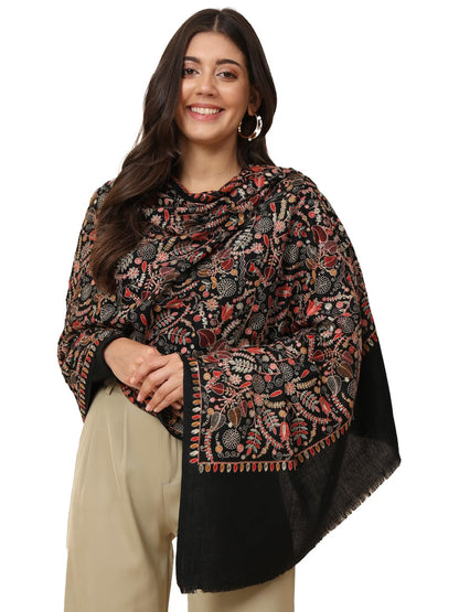 Pashmoda Women Gilkaari Pure Wool Embroidered Shawl (Size 101X203 CM)