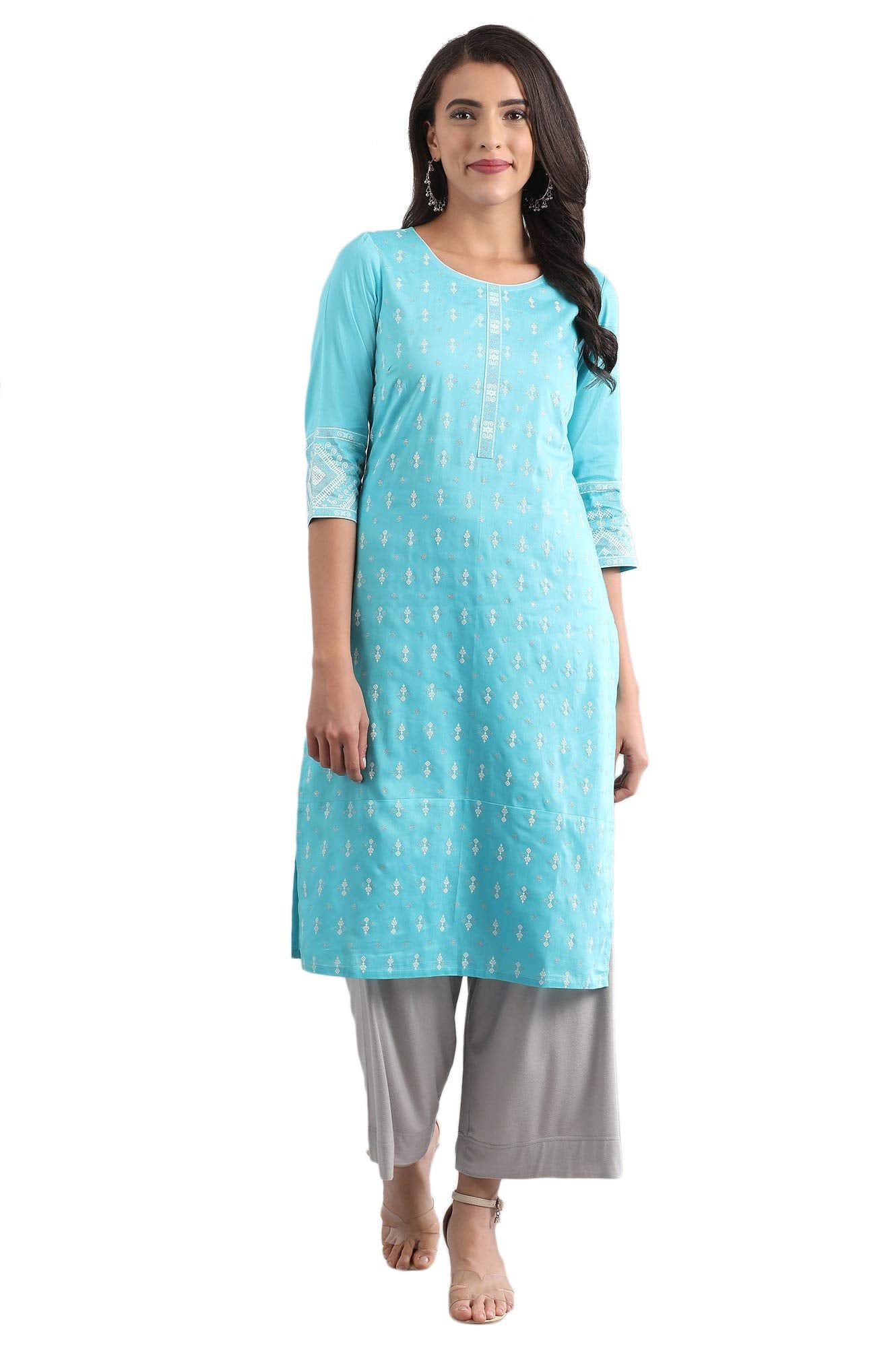 Aurelia Women Blue Casual Kurta in Round Neck_22FEA11250-501289_2XL