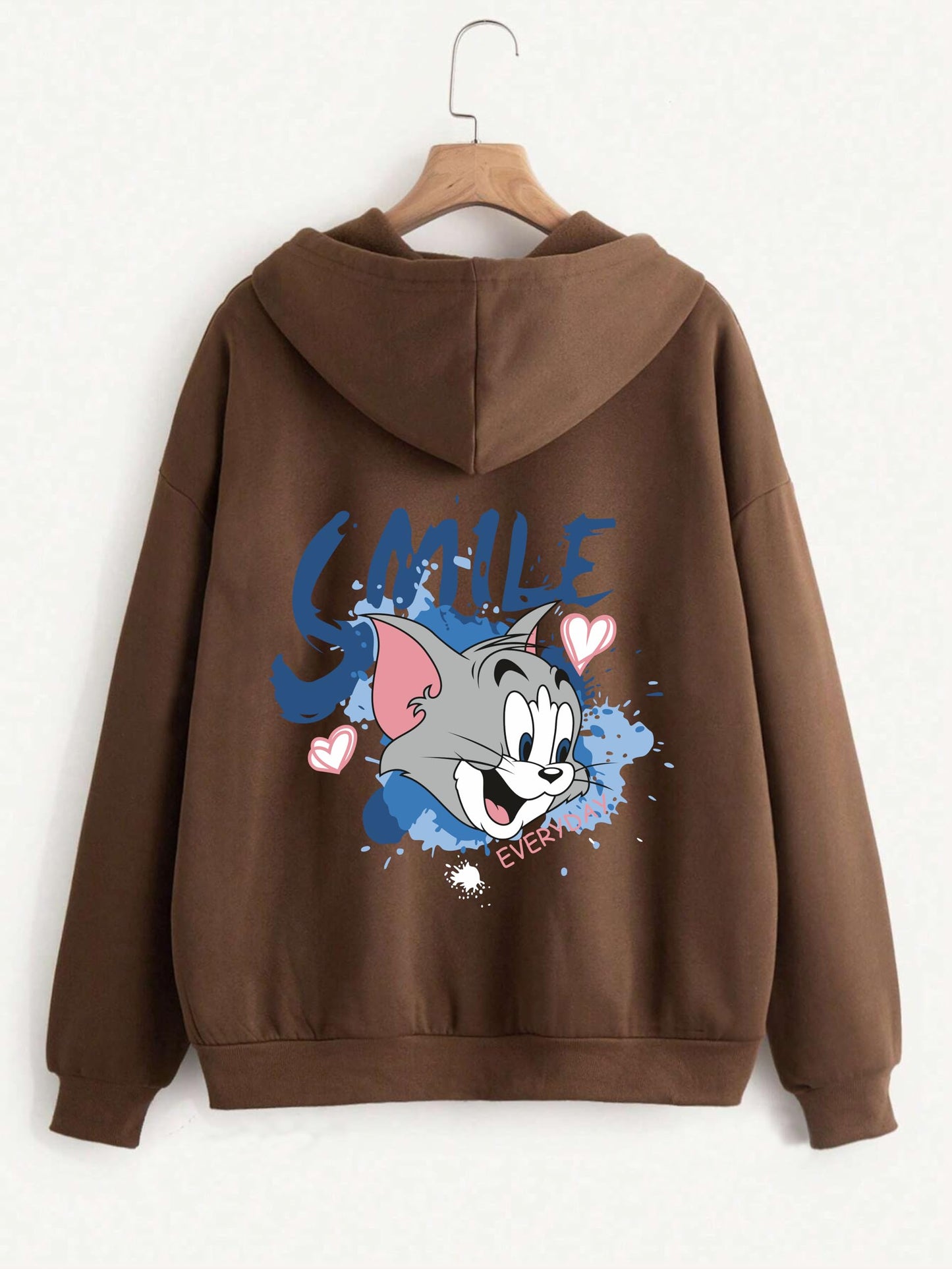 TAGAS Woman Printed Kangaroo Pocket Drawstring Hoodie with Zipper || Zip Up Hoodie || Sweatshirt ||Woman Hoodie|| Women Sweatshi