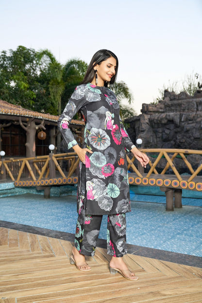 ANNI DESIGNER Women's Rayon Blend Short Length Printed Co-Ord Set