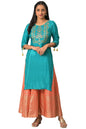Aurelia Womens Rayon Regular Green Embroidered Festive Kurta (23FEA14029-704210