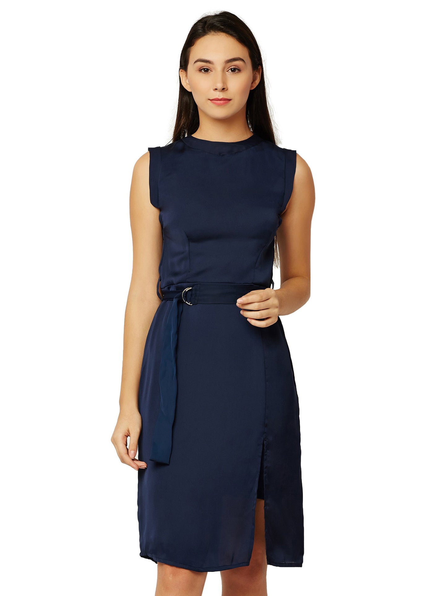 Miss Chase WomenS Satin Body Con Dress(Mcpw16D05-87-71-06,Navy Blue,X-Large)