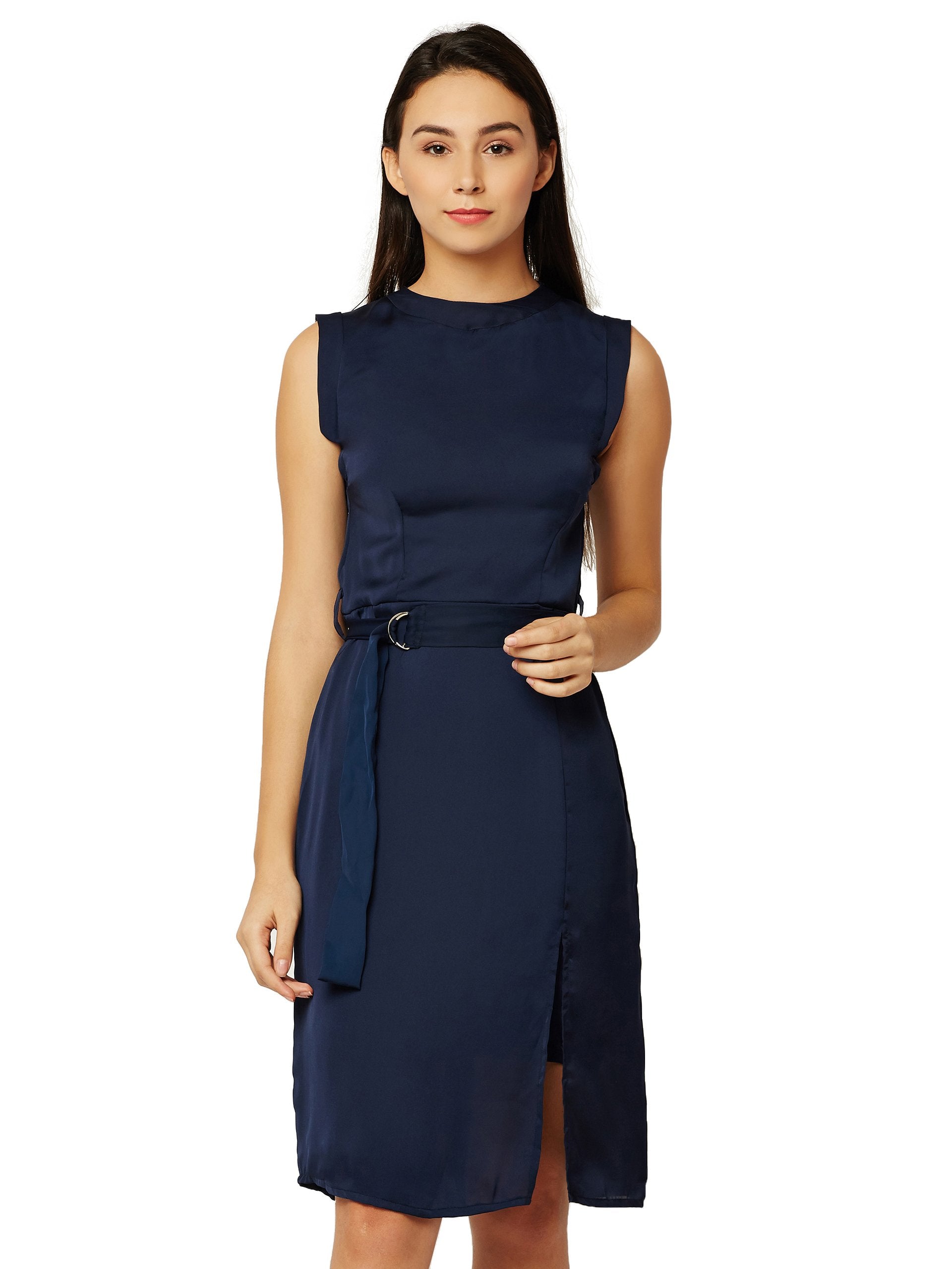 Miss Chase WomenS Satin Body Con Dress(Mcpw16D05-87-71-06,Navy Blue,X-Large)