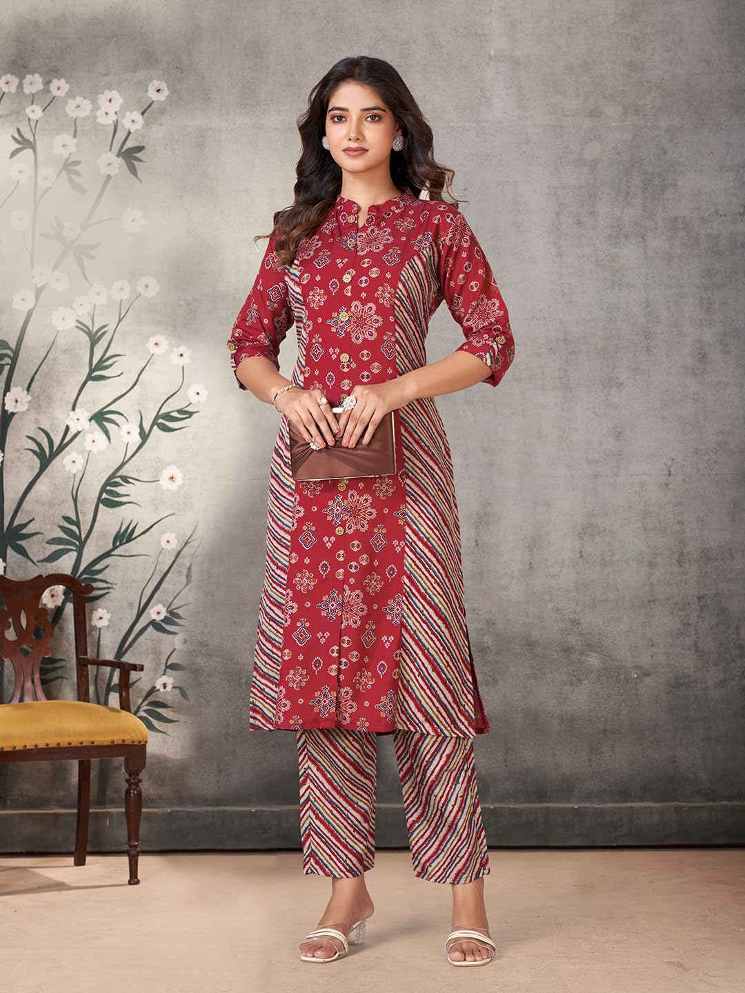 Pratham Blue WomenS Viscose Rayon Straight Kurta With Palazzos |Kurta Set For Women |Women Kurta |Women Printed Kurta Sets Kurt