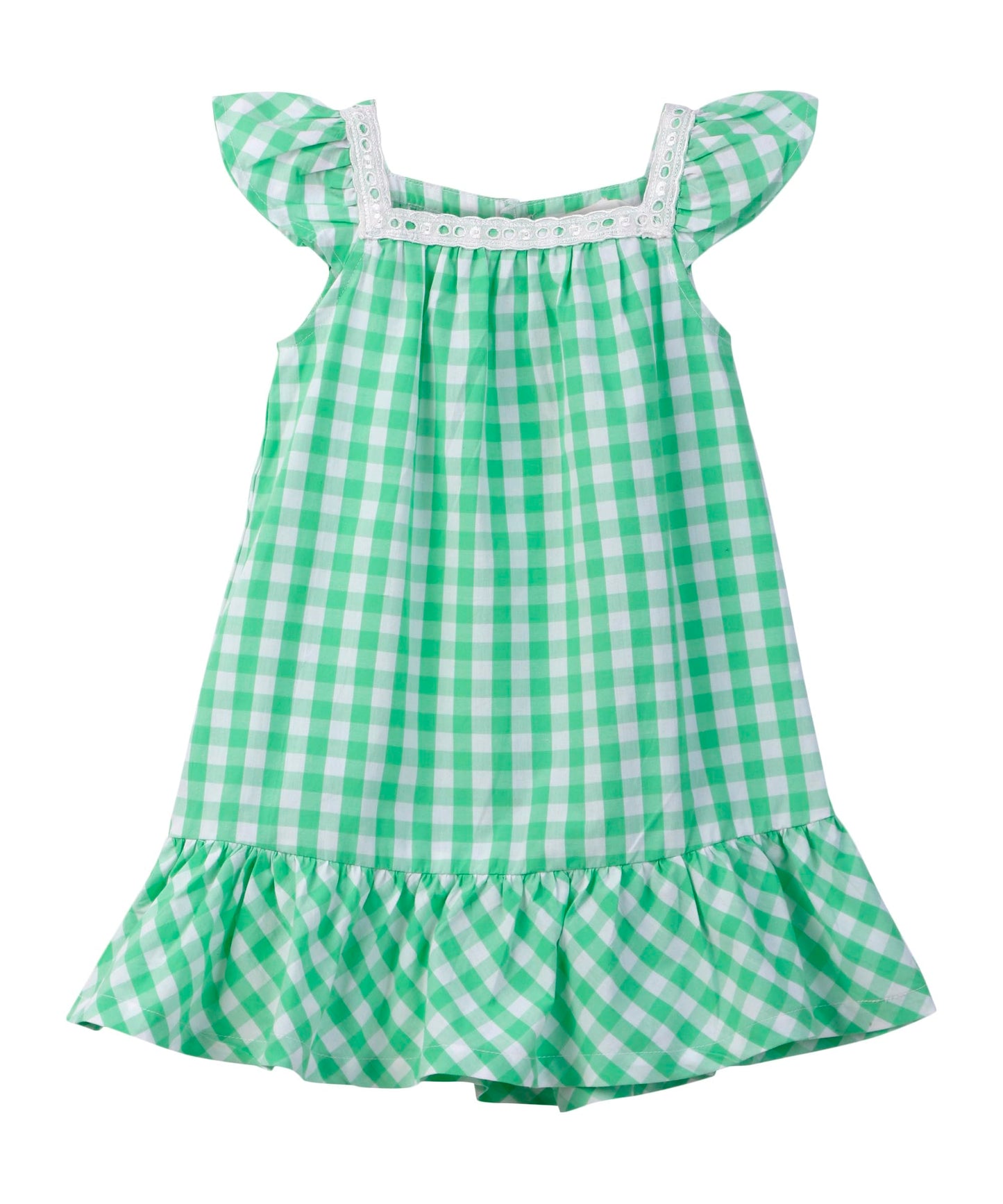 Y/d check lace detail dress Green