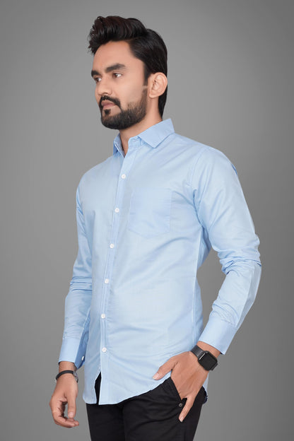 Besix Full Sleeve Blue Formal Shirt For Men Cotton Regular Fit Casual - Pure Premium Branded Shirts For Men Formal Stylish Slim