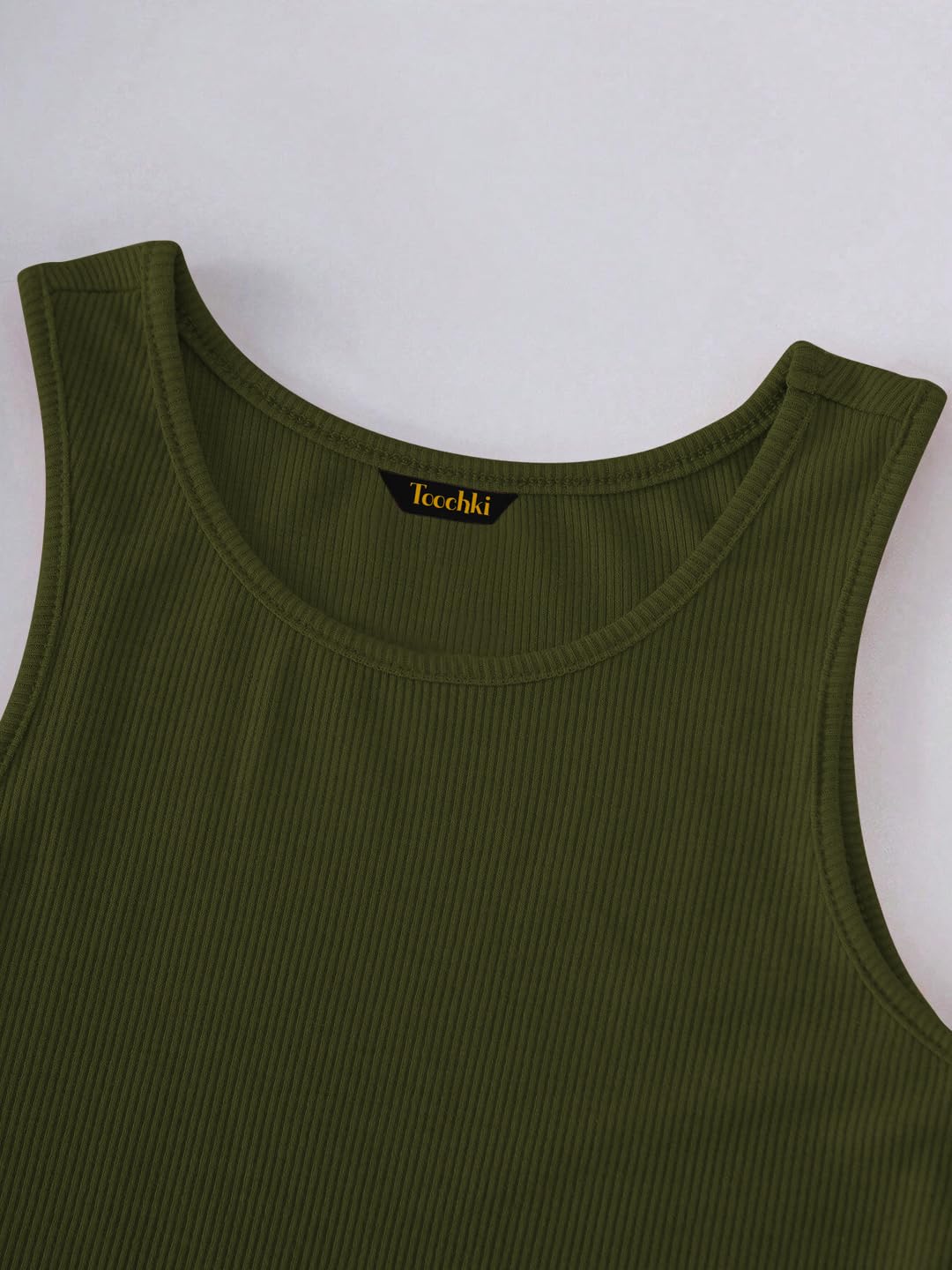 Toochki Tops for Woman | Spandex Top | Crop | Short | Western | for Jeans | Sleeveless | Stretchable | Olive