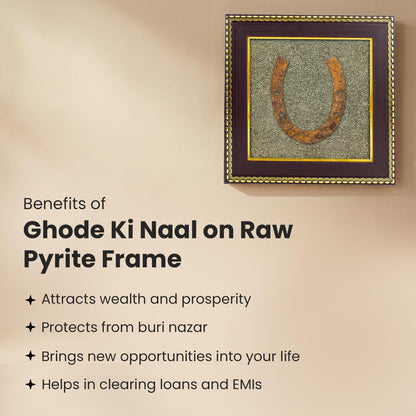 Astrotalk Ghode Ki Naal on Raw Pyrite Frame | Vastu Decorative Item for Home & Office | Attracts Wealth, Luck & Prosperity | Home Decor & Wall Decor Items for Living Room | Gift for Man & Woman
