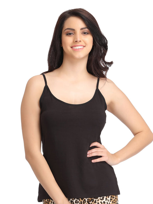 Clovia Womens Stretchable Cotton Camisole (CM0006P13_Black_X-Large)