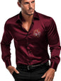 Indoprimo MenS Satin Stylish Club Wear Tiger Diamond Print Shirt Full Sleeve Maroon